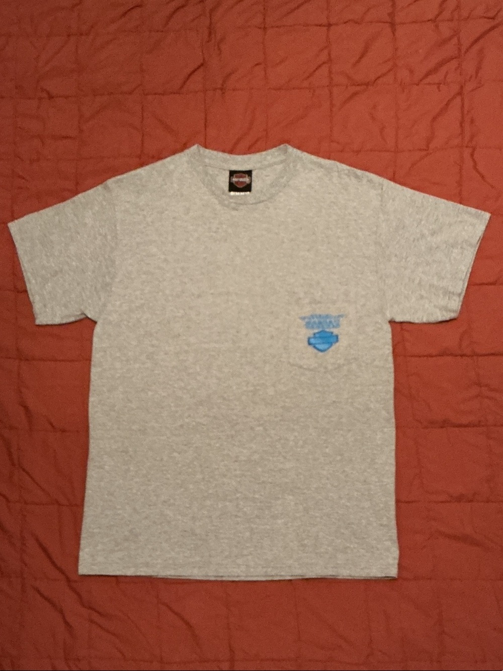 Dickies Gray Short Sleeve Pocket Tee with Blue Logo
